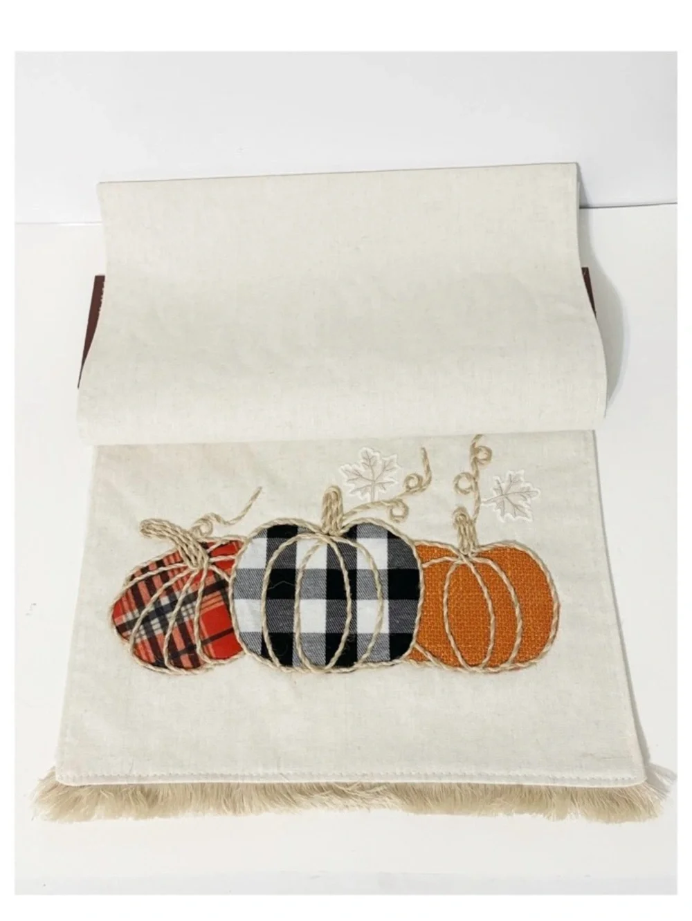 FALL Table Runner with Pumpkins Entwined in Rope,  Holiday Decor, New, 14